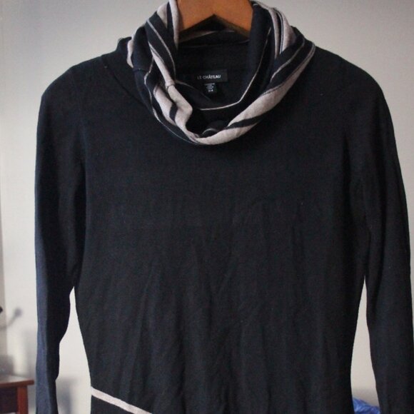 Le Chateau black and grey striped sweater/dress, size Small - Picture 3 of 6
